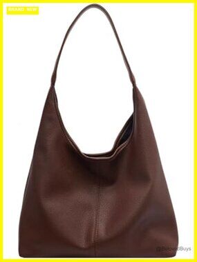 Set of 2 Soft Faux Leather Hobo Bags Slouchy Shoulder Tote Work Handbag